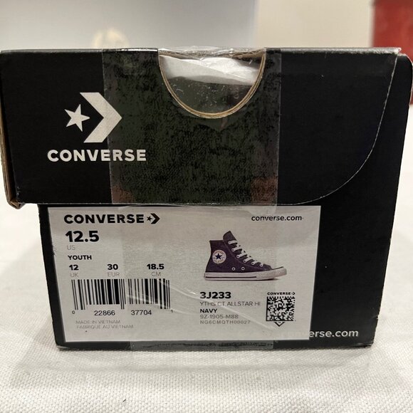 CONVERSE 3J233 YOUTH CHUCK TAYLOR ALL STAR HI NAVY SIZE 12.5, Damaged Box - Picture 11 of 12